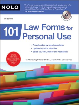 cover image of 101 Law Forms for Personal Use 